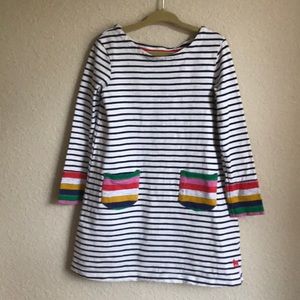 MINI BODEN Blue Striped Dress Size 4-5Y Rainbow